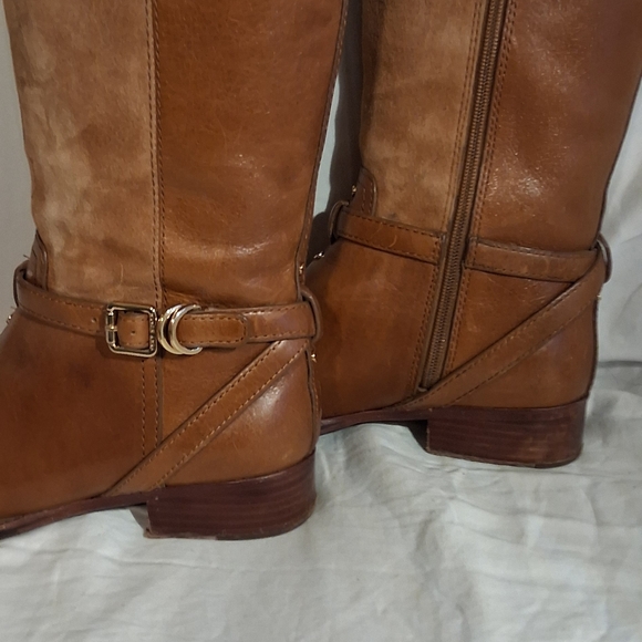 Tory Burch Lizzie Tan Leather Riding Tall Boots Size 8M - Picture 4 of 16